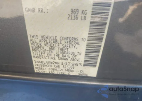 2021 Nissan Altima Sl Intelligent Awd из США, поврежденный, VIN 1N4BL4EW2MN347963